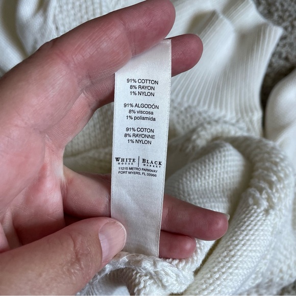 White House Black Market Ivory Textured Mock Neck Sweater Women’s Small - Picture 11 of 11